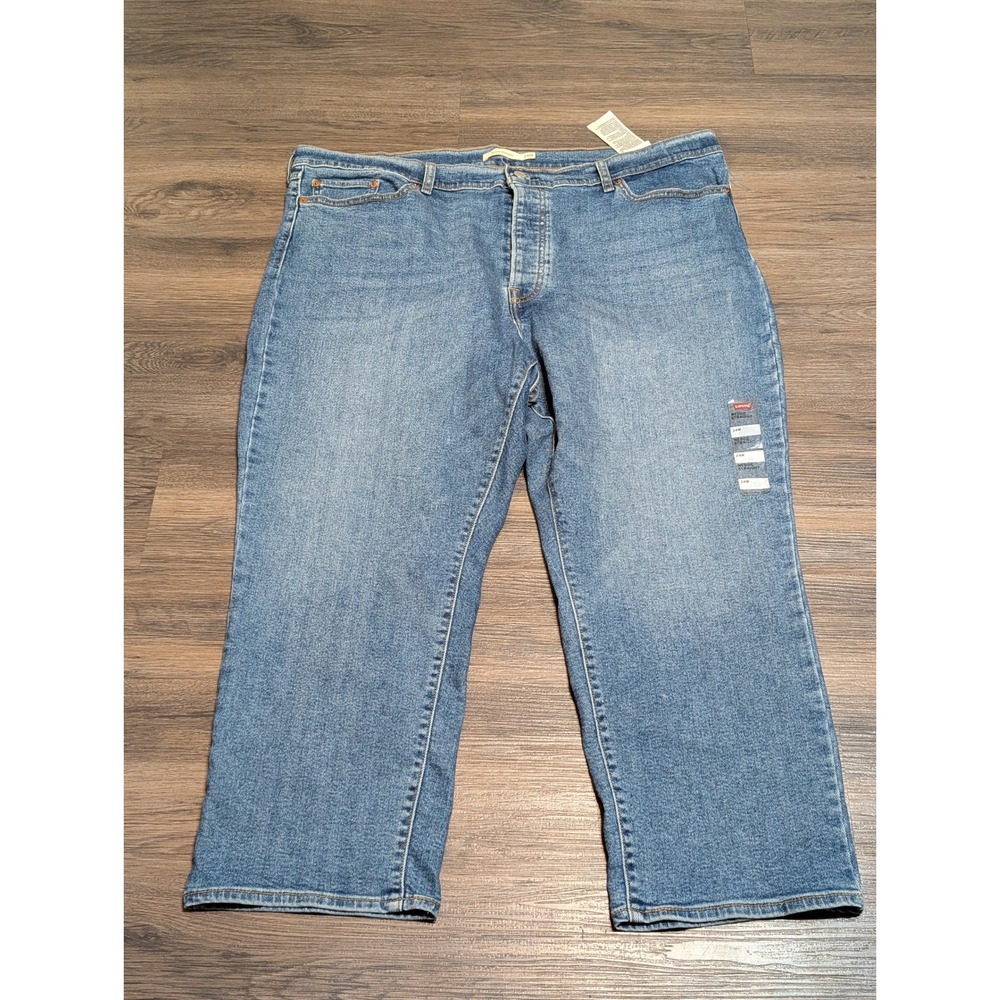 Levis Wedgie Straight Jeans Womens 24W Plus High‎ Rise Medium Wash Blue Denim